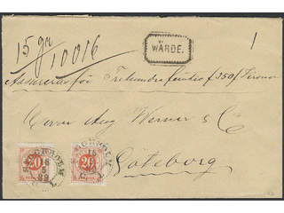 Sweden. Facit 46c cover, 2×20 öre dark orange-red on insured cover sent from STOCKHOLM …