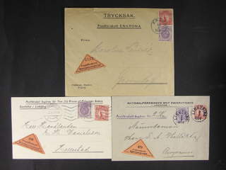 Sweden. Facit 74, 82 cover , 4+10 öre on three cash on delivery printed matters sent …