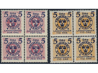 Sweden, Sverige, Sverige, Sverige. Facit 116, 118 ★★, 1916 Landstorm II 5+FEM / 3 öre …