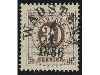 Sweden. Facit 35h used , 30 öre black-brown on soft paper. EXCELLENT cancellation …