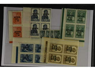 Germany Latvia. Michel 1–6 ★★ , 1941 Overprint on Soviet issues SET (6). Block of four, …