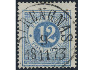 Sweden, Sverige, Sverige, Sverige. Facit 21c used, 12 öre dull ultramarine-blue on …