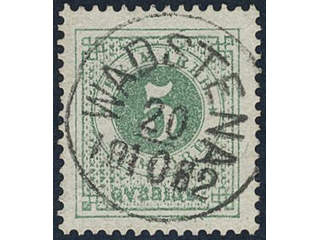 Sweden, Sverige, Sverige, Sverige. Facit 30d used, 5 öre clear green. EXCELLENT …