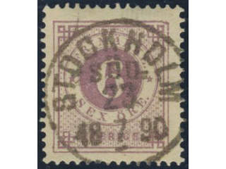 Sweden, Sverige, Sverige, Sverige. Facit 44b used, 6 öre red-lilac. Superb cancellation …