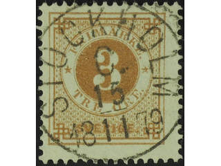 Sweden. Facit 28e used , 3 öre orange-brown, clean distinct print. EXCELLENT …