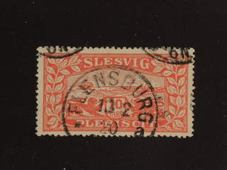 Denmark, Schleswig. Facit 14 III used, 1920 Lion and Landscape 10 Mark red with white …