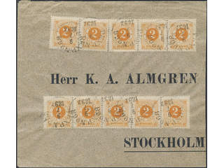 Sweden. Facit 40 on cover, 10×2 öre on cover (somewhat reduced in size at right), sent …