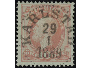 Sweden. Facit 45 used , 1886 Oscar II with posthorn on back 10 öre red. EXCELLENT …