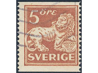 Sweden. Facit 142EdA1 used , 5 öre brownish orange-red, type II perf 13, no wmk on weak …