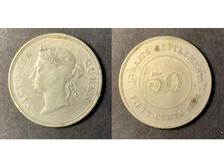 Straits Settlements Queen Victoria (1837-1901) 50 cents 1896, VF rengjord