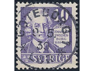 Sweden. Facit 259C used , 1938 Emanuel Swedenborg 10 öre violet, perf on four sides. …