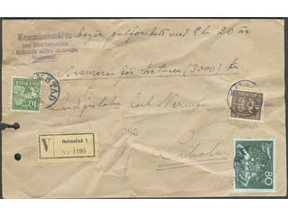 Sweden. Facit 222, 144A, 160 cover , 10+45+80 öre on insured cash on delivery cover sent …