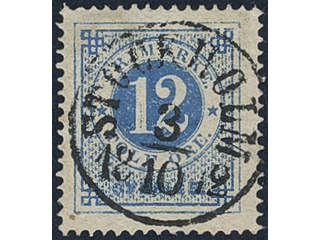 Sweden, Sverige, Sverige, Sverige. Facit 21b used, 12 öre dull ultramarine-blue on …