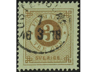 Sweden. Facit 28c used , 3 öre dark orange-brown. Very fine copy cancelled ÖSTERSUND …