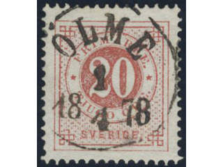 Sweden, Sverige, Sverige, Sverige. Facit 33a used, 20 öre carminish red - dull red. …