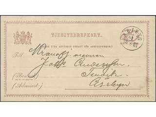 Sweden. Postal stationery, official postcard Facit TjbK1 , Official postcard 6 öre sent …