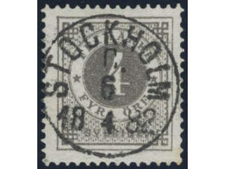 Sweden, Sverige, Sverige, Sverige. Facit 29c1 used, 4 öre dark grey on white paper. …
