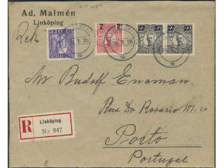 Sweden. Facit 104, 99, 175A cover , 7/10+15+2x27/80 öre on registered cover front sent …