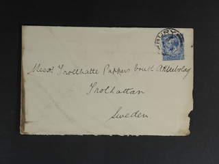 Sweden. Crash-post Facit 131 , 1912 King George V wmk Simple Cypher 2½ d cobalt-blue on …