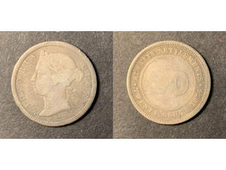 Straits Settlements Queen Victoria (1837-1901) 20 cents 1876 H, VG