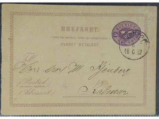 Sweden. Postal stationery, double postcard Facit bKd1CII , Originating card 6 öre dated …