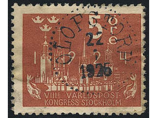 Sweden. Facit 196 used, 5 öre brunröd. Prakt-/lyxstämpel Olofstorp (O-län) 22.1.1926.
