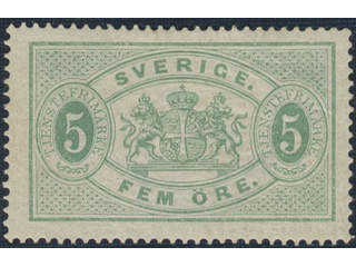 Sweden. Official Facit Tj3a ★, 5 öre bluish green, perf 14. 5 öre bluish green, perf 14. …