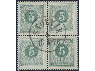 Sweden, Sverige, Sverige, Sverige. Facit 30b used, 5 öre dull bluish green in block of …