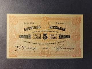 Sverige 5 kronor 1890, 1+