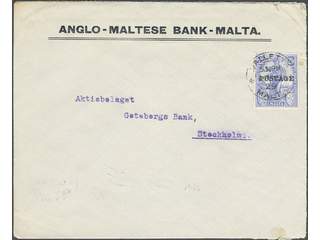 Malta. Michel 106 cover , Malta 1926 POSTAGE overprint on Malta and Britannica 2½ d …