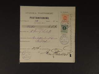 Sweden. Facit 43, 46 cover , 5+20 öre on beautiful money order sent from GNESTA …