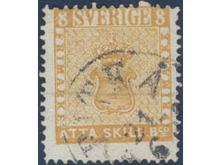 Sweden. Facit 4h used , 8 skill orange-yellow, clear print on medium thick paper. …