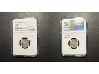 Indien Queen Victoria (1837-1901) 1/4 rupee 1889 B, NGC AU55