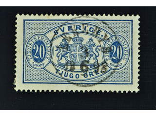 Sweden. Official Facit Tj19a used , 20 öre dull blue, perf 13. Beautiful example …