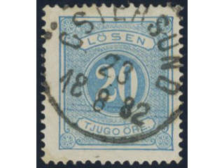 Sweden, Sverige, Sverige, Sverige. Postage due Facit L6b used, 20 öre greenish blue, …