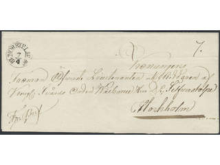 Sweden. B county. NORRTELJE 7.4.1836, arc postmark. Type 1 on cover sent to Stockholm. …