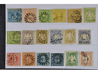 Germany Bavaria. Used 1849–1875. All different, e.g. Mi 2 I, 3, 5, 8, 11, 12, 18, 20-21, …