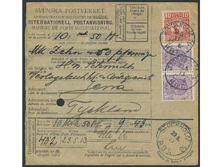 Sweden. Facit 74, 82 cover , 2×4+10 öre on money order sent from STOCKHOLM 16 RBT …
