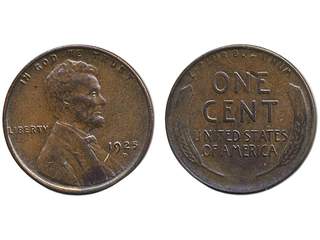 Coins, U.S.A. KM 132, 1 cent 1925 D. Somewhat weakly struck. XF.