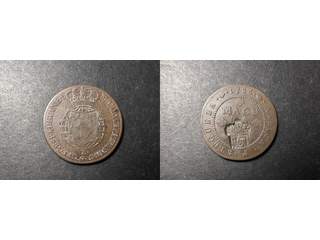 Angola 2 macuta ND(1837) countermark on 1786 1 macuta host, VF