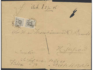 Sweden. Facit 29e cover, 2×4 öre deep grey-grey on newspaper banner with notation …