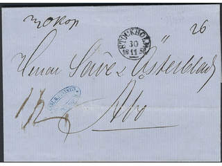 Sweden. Foreign-related cover. Finland. Unpaid 1½-fold cover sent from STOCKHOLM …