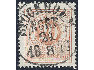 Sweden. Facit 22h used , 20 öre brick red. EXCELLENT cancellation STOCKHOLM NORR …