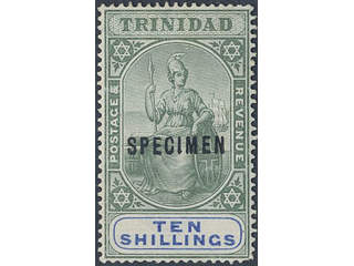 Trinidad and Tobago. Michel 45 ★, 10s green with SPECIMEN overprint.