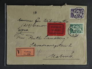 Sweden. Facit 237, 234C cover , 10+90 öre on insured special delivery cover sent from …