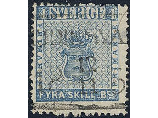 Sweden. Facit 2 used , 4 skill blue. Superb cancellation HUDIKSVALL 12.11.185x (P: …