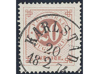 Sweden. Facit 22b used , 20 öre orange-red on ordinary paper. Superb cancellation …