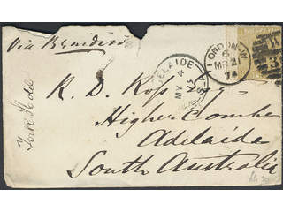 Britain. Michel 31 cover , 1869 Queen Victoria wmk Spray of Rose 9 d pale straw on cover …