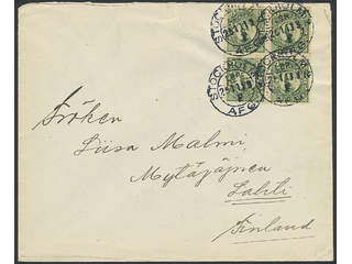 Sweden. Facit 79 cover , 4×5 öre in block of four on cover sent from STOCKHOLM 2 LBR AFG …