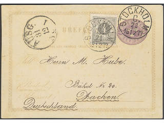 Sweden. Facit 18a, bKe2BI cover , 4 öre on postcard 6 öre sent from STOCKHOLM C …